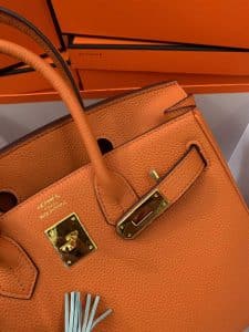 Hermes Togo Leather Gold Hardware Birkin 30 Bag with Twilly Scarf replica