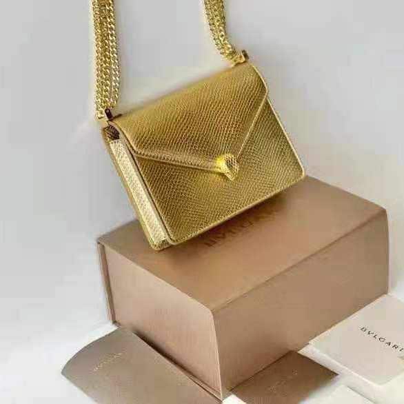 Bvlgari Serpenti Forever leather Gold shoulder bag replica