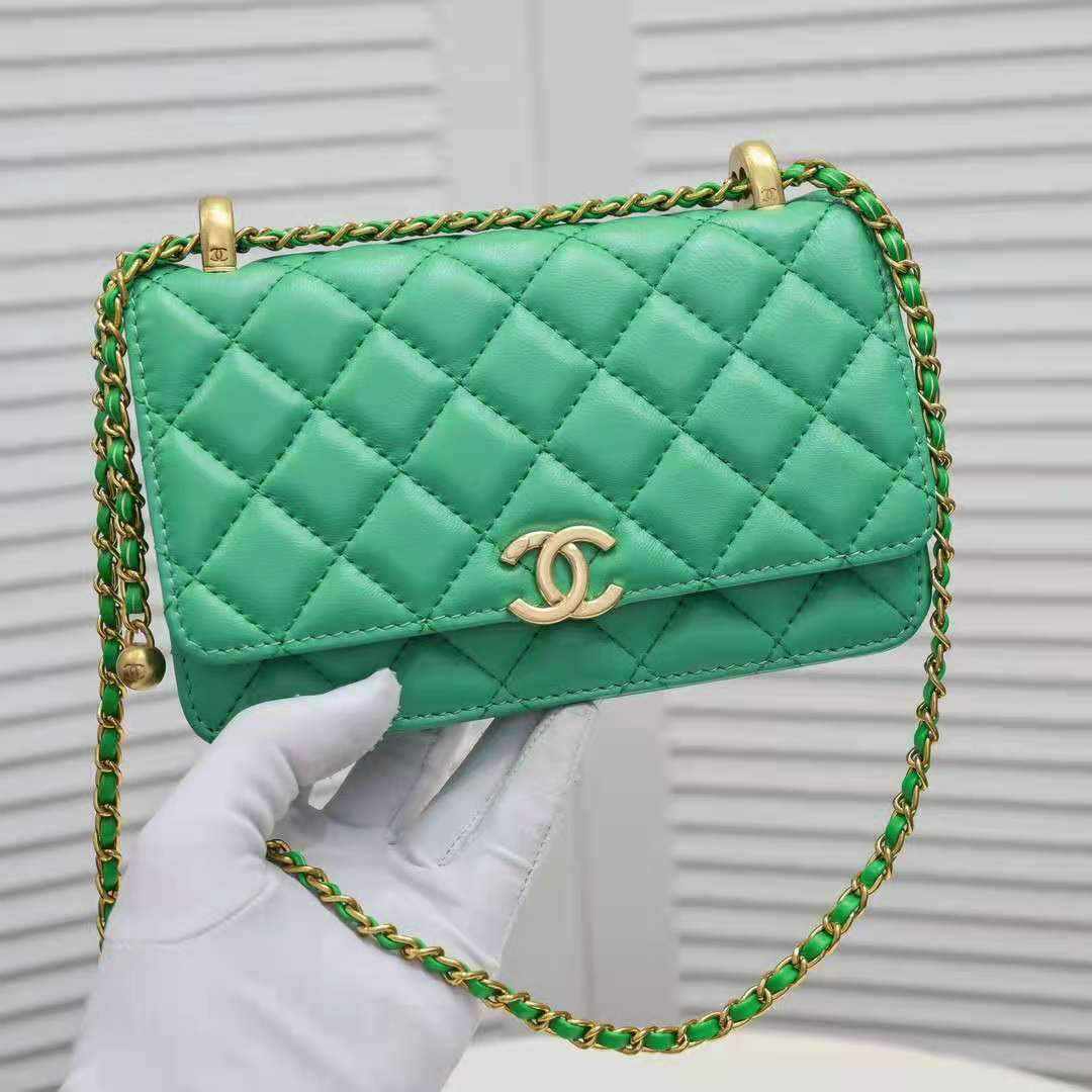 chanel mini flap bag green