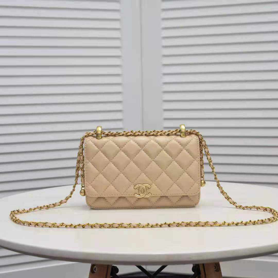 Chanel Classic Lambskin Beige Tan Bag 