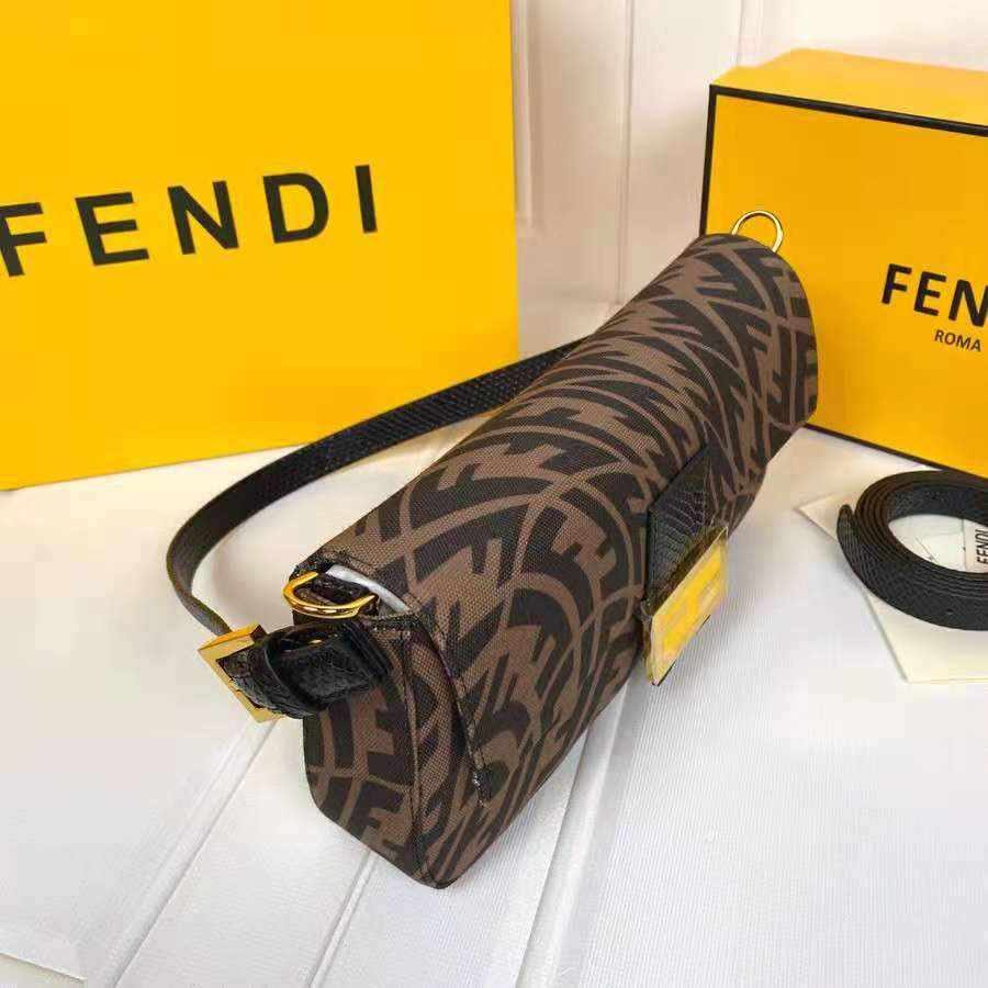 Fendi BAGUETTE 1997 Brown jacquard FF Vertigo bag replica