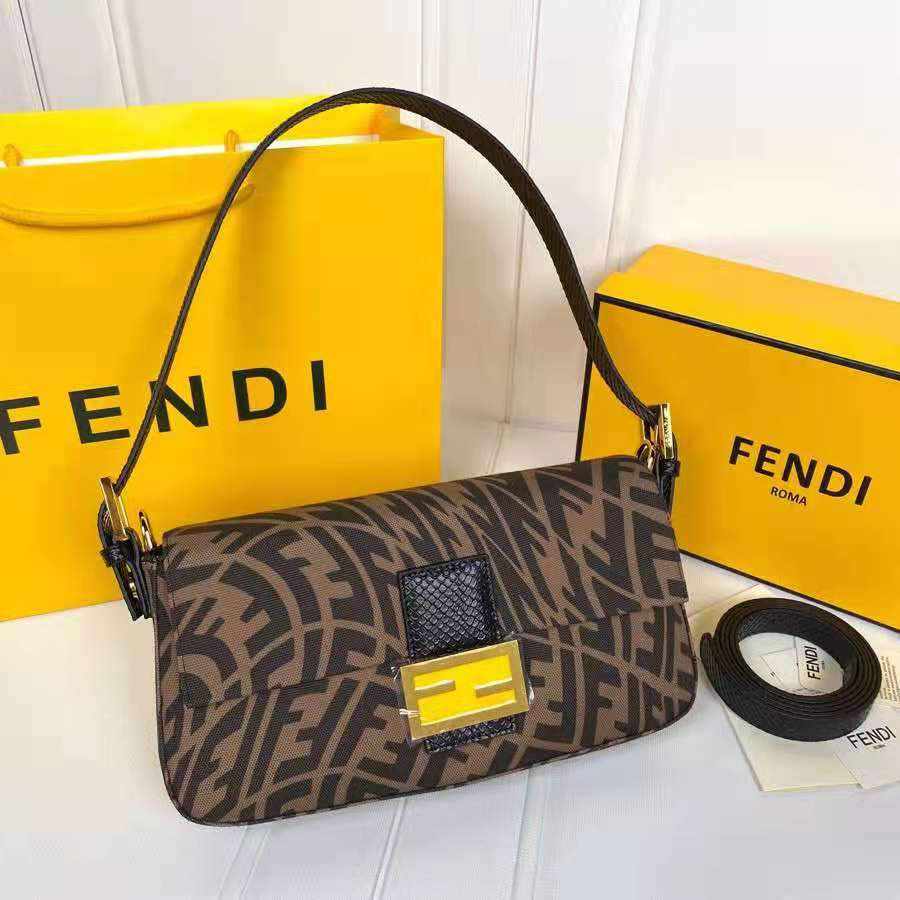 Fendi BAGUETTE 1997 Brown jacquard FF Vertigo bag replica