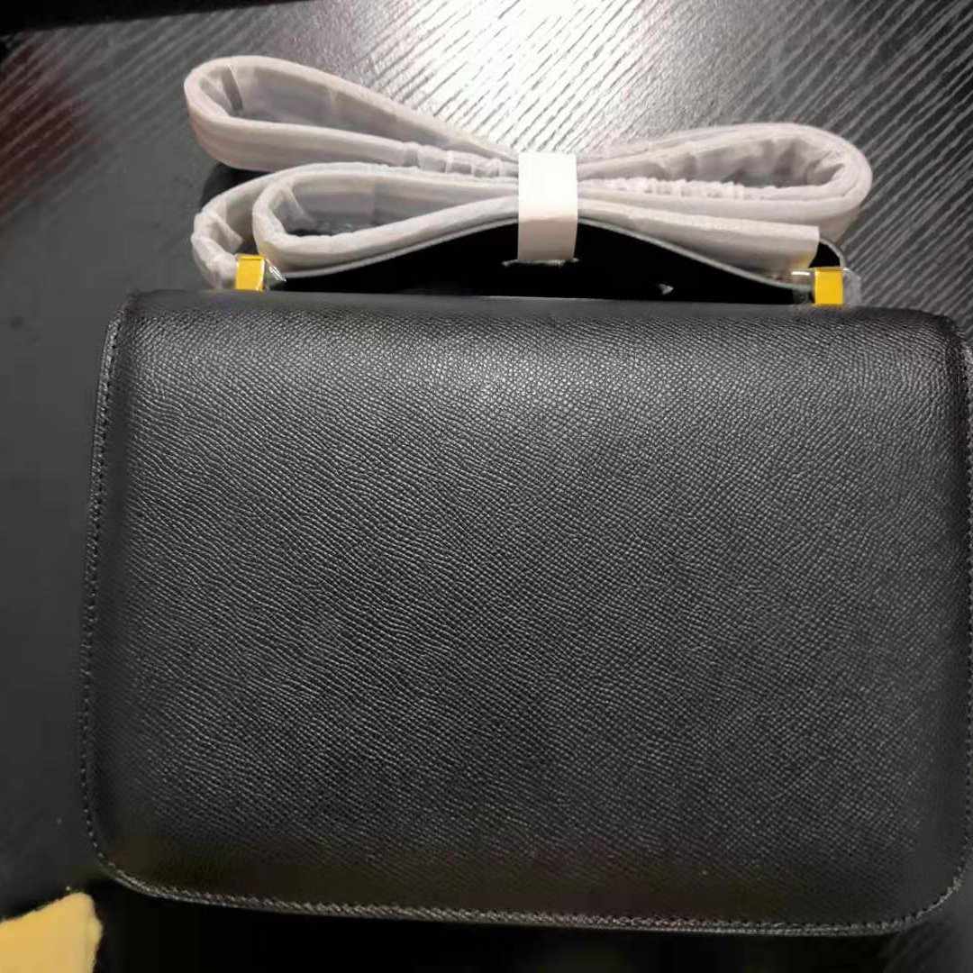 Hermes Black Noir Epsom Constance Mini 18 Handbag replica