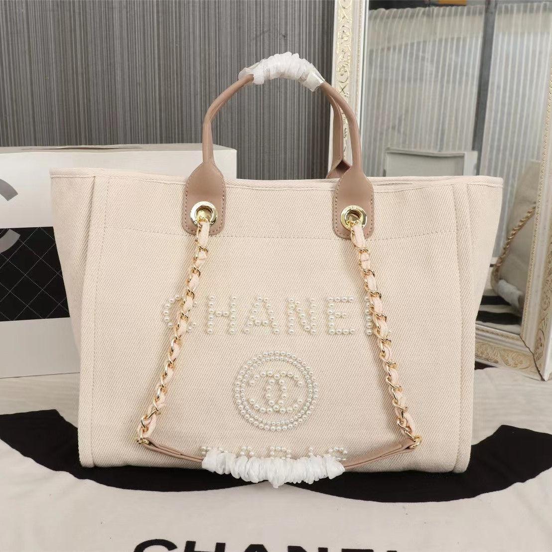 chanel large canvas tote bag