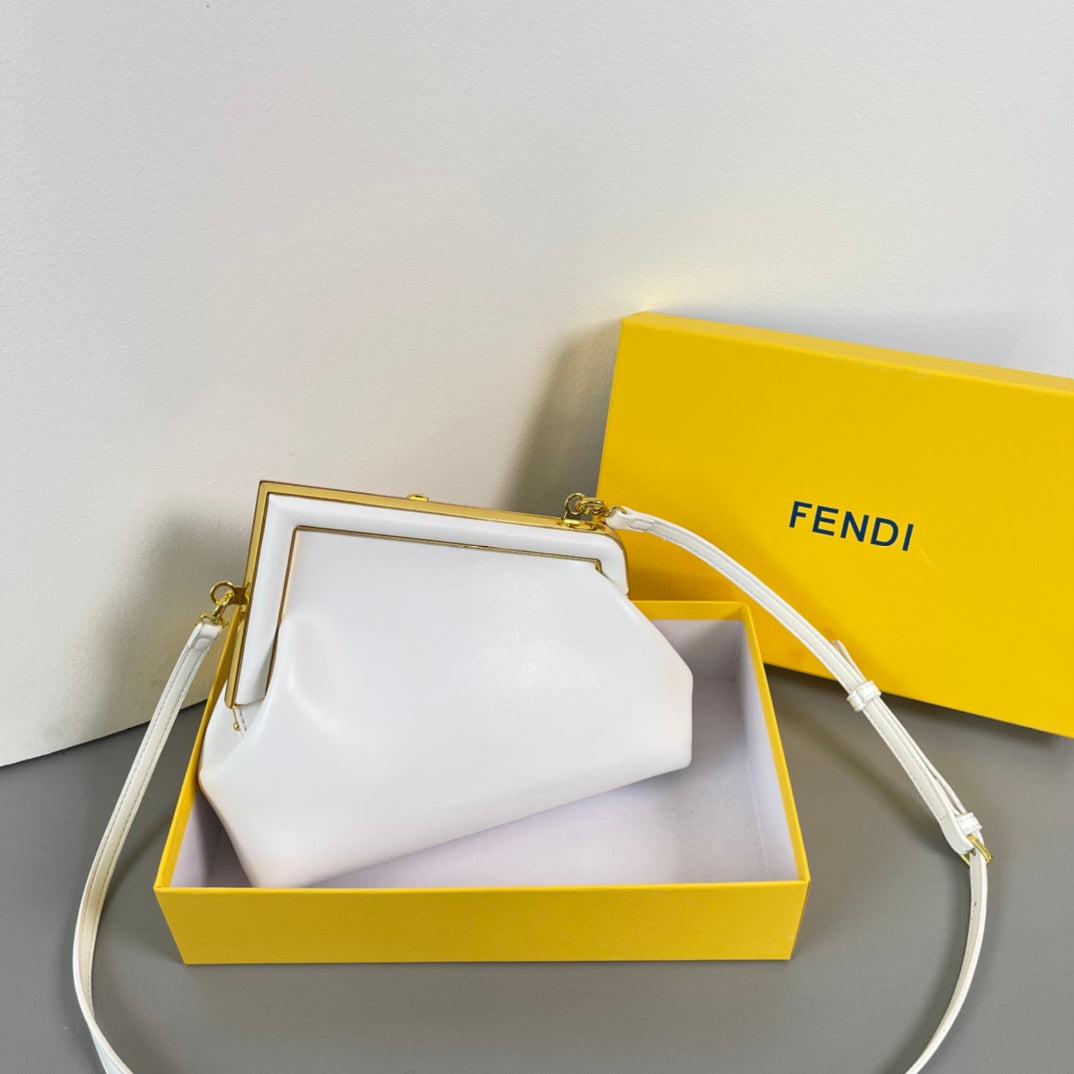 YELLOW Fendi Logo Horizontal Box Crossbody Bag Leather