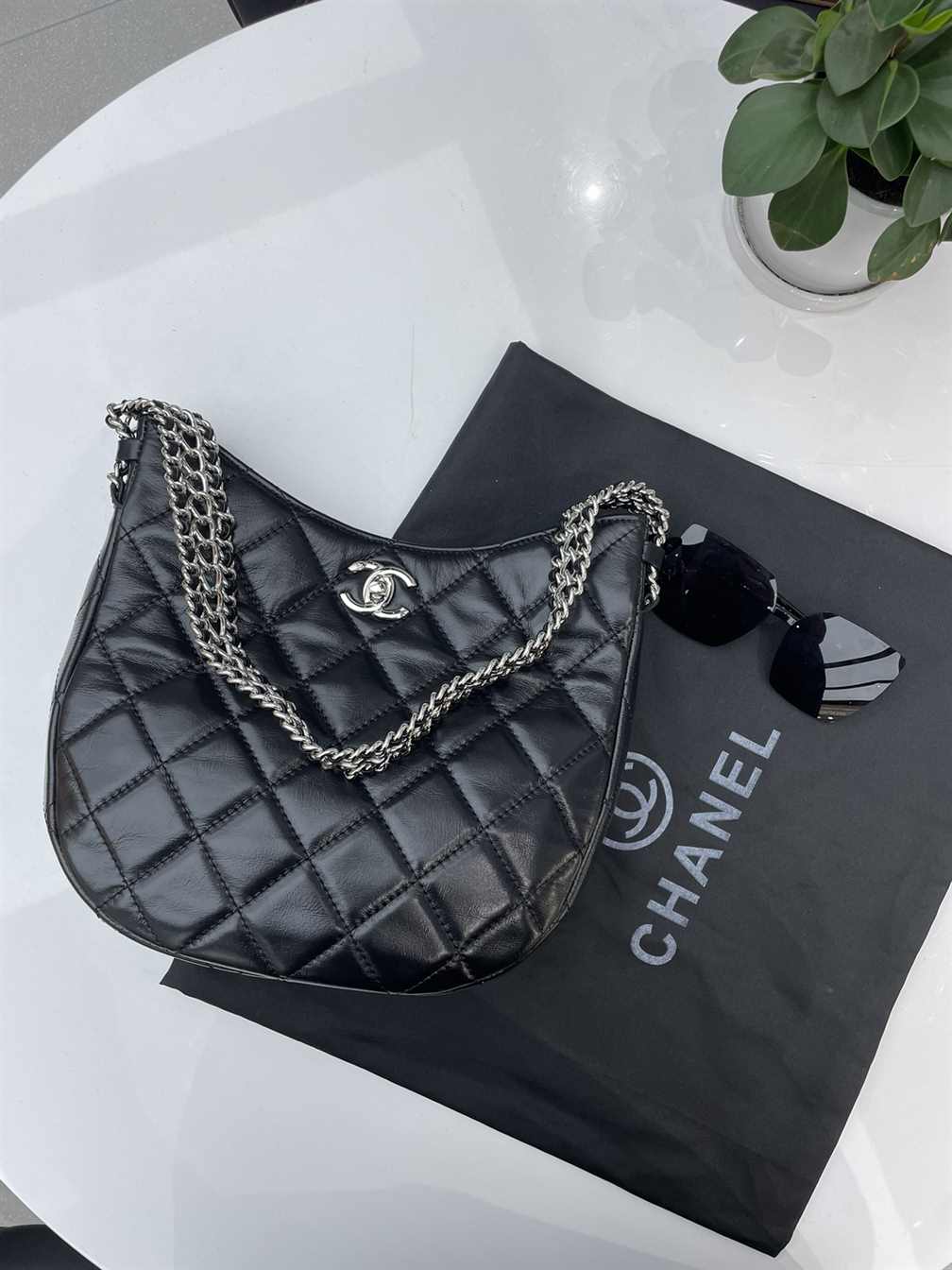 CHANEL Quilted Chain Hobo Bag replica