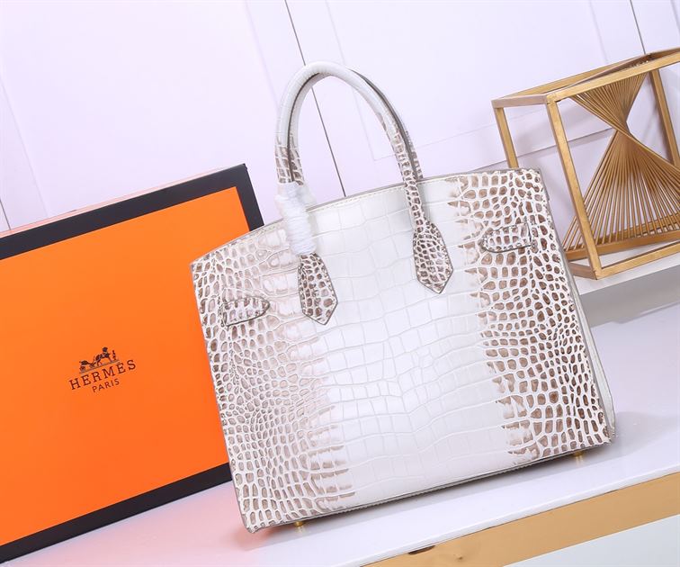 Hermès Birkin 25 Blanc Himalaya Crocodile Bag