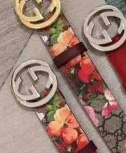 Gucci Blooms Print GG Coated Canvas Belt