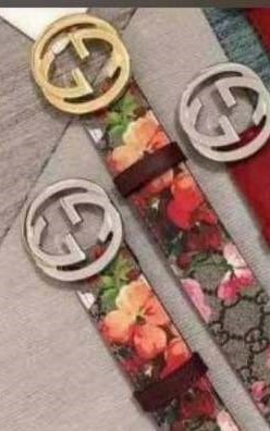 Gucci Blooms Print GG Coated Canvas Belt