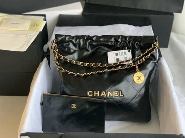 Chanel 22 Small Shiny Calfskin & Gold-Tone Metal
