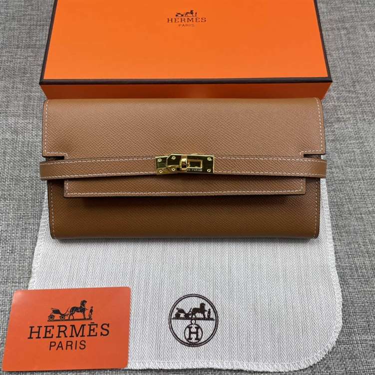 LV wallet in burgundy and Hermes wallet in tan brown